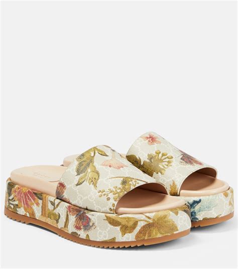 floral gucci slides|gucci floral platform slides.